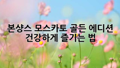 본샹스 모스카토 골든 에디션: 건강하게 즐기는 법